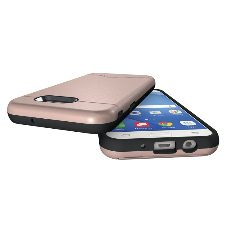 For Galaxy J3 (2017) / J3 Prime(US Version) Brushed Texture Separable PC + TPU Protective Combination Back Case with Holder & Card Slot