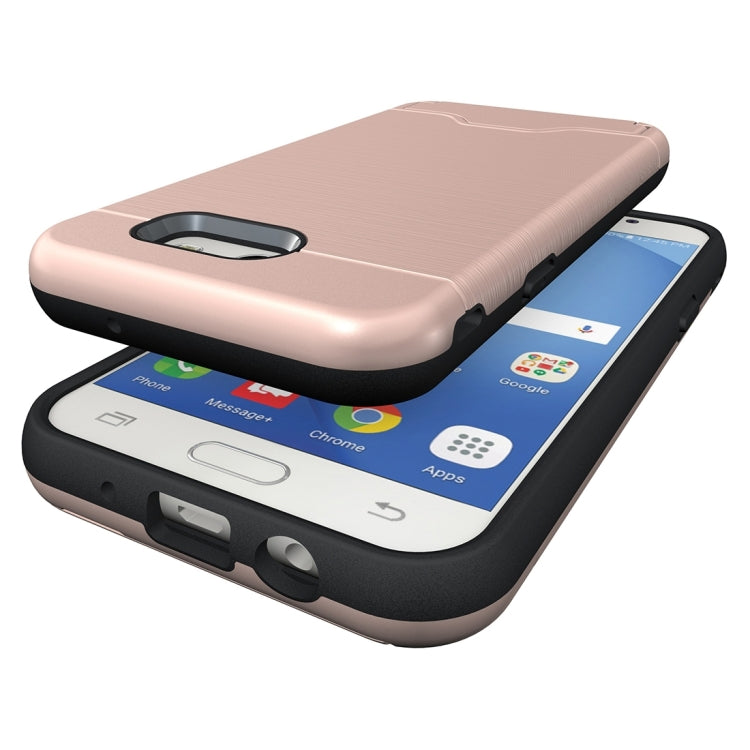 For Galaxy J3 (2017) / J3 Prime(US Version) Brushed Texture Separable PC + TPU Protective Combination Back Case with Holder & Card Slot