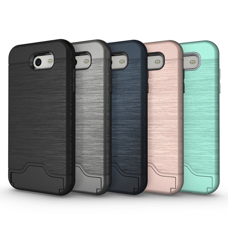 For Galaxy J3 (2017) / J3 Prime(US Version) Brushed Texture Separable PC + TPU Protective Combination Back Case with Holder & Card Slot
