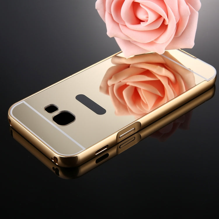 For Galaxy A3 (2017) / A320 Mirror Push Pull Back Shell Cover + Electroplating Bumper Frame Protective Combination Case