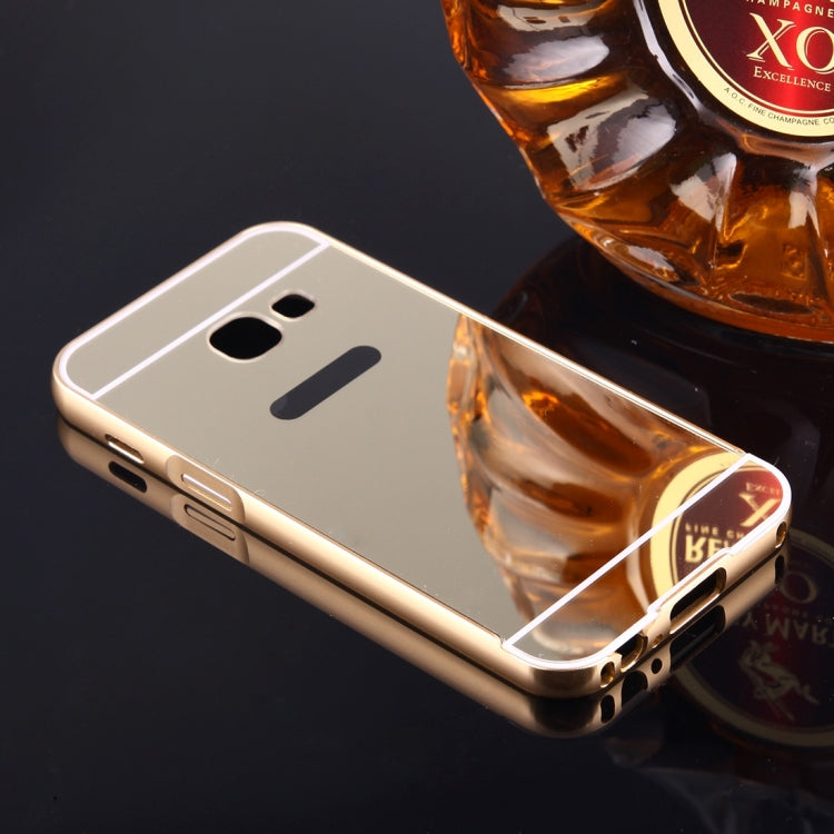 For Galaxy A3 (2017) / A320 Mirror Push Pull Back Shell Cover + Electroplating Bumper Frame Protective Combination Case