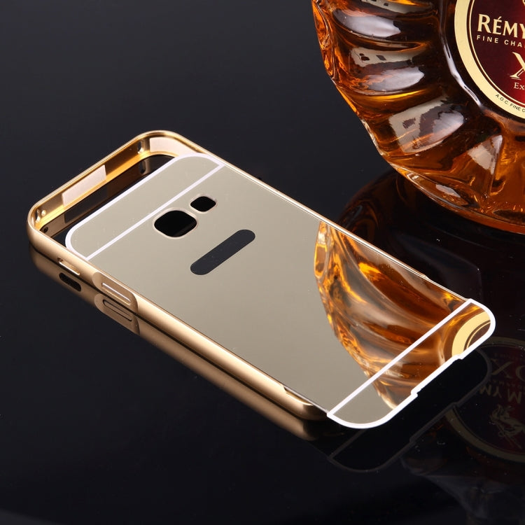 For Galaxy A3 (2017) / A320 Mirror Push Pull Back Shell Cover + Electroplating Bumper Frame Protective Combination Case