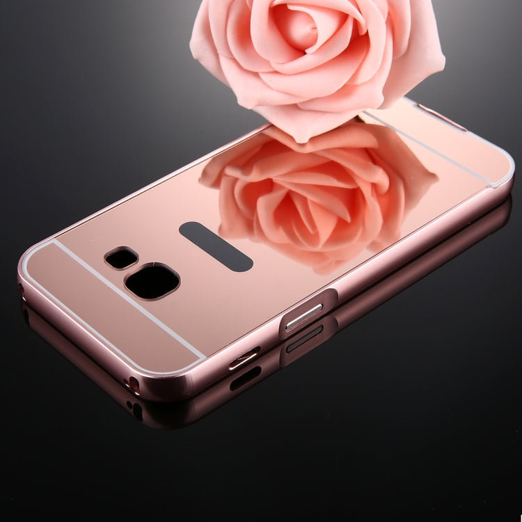 For Galaxy A3 (2017) / A320 Mirror Push Pull Back Shell Cover + Electroplating Bumper Frame Protective Combination Case