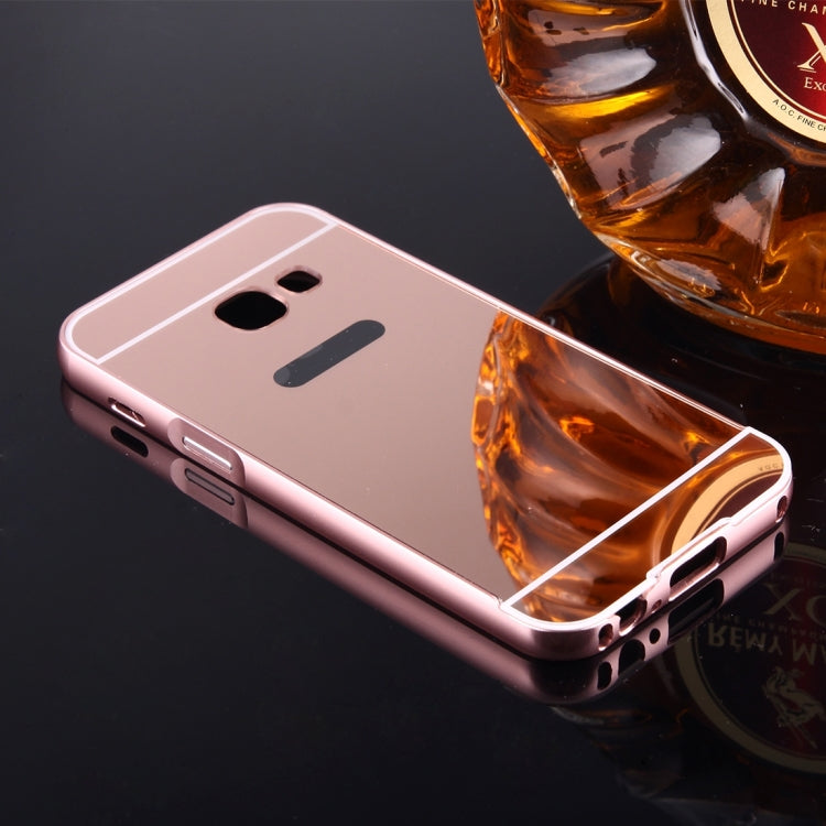 For Galaxy A3 (2017) / A320 Mirror Push Pull Back Shell Cover + Electroplating Bumper Frame Protective Combination Case