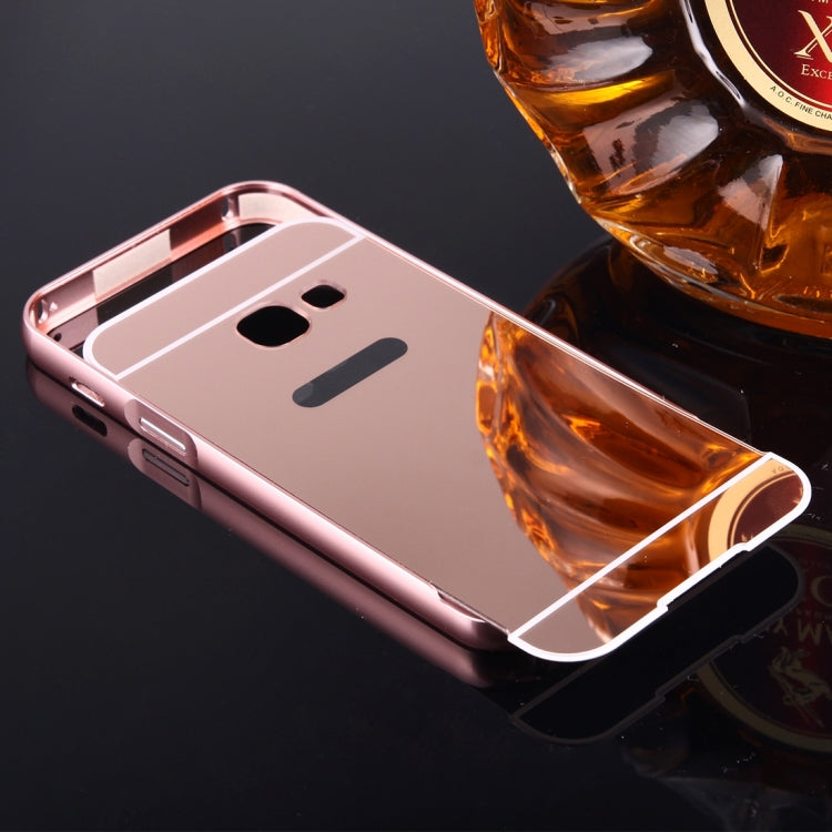 For Galaxy A3 (2017) / A320 Mirror Push Pull Back Shell Cover + Electroplating Bumper Frame Protective Combination Case