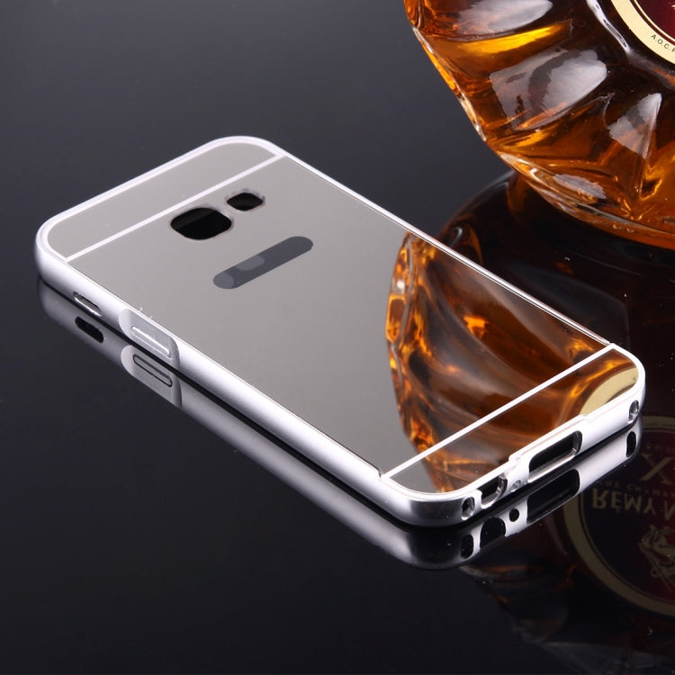 For Galaxy A3 (2017) / A320 Mirror Push Pull Back Shell Cover + Electroplating Bumper Frame Protective Combination Case