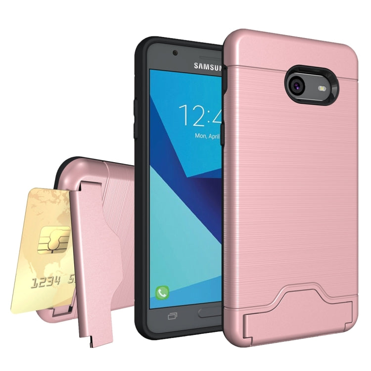 For Galaxy J5 (2017)(US Version) Brushed Texture Separable PC + TPU Protective Combination Back Case with Holder & Card Slot