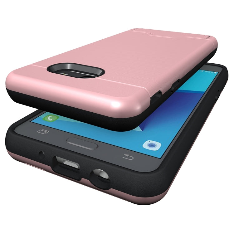 For Galaxy J5 (2017)(US Version) Brushed Texture Separable PC + TPU Protective Combination Back Case with Holder & Card Slot