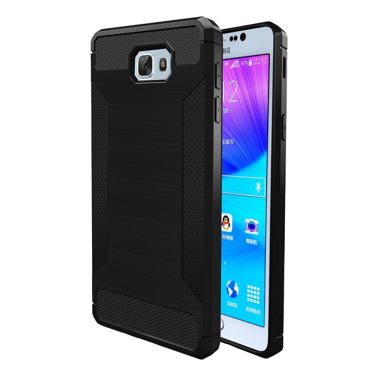 For Galaxy J5 Prime Brushed Texture Carbon Fiber Anti-slip TPU Protective Cover Case