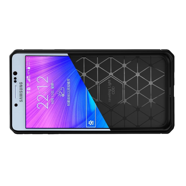 For Galaxy J5 Prime Brushed Texture Carbon Fiber Anti-slip TPU Protective Cover Case