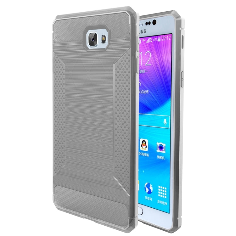 For Galaxy J5 Prime Brushed Texture Carbon Fiber Anti-slip TPU Protective Cover Case