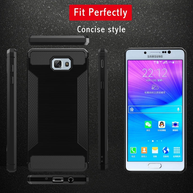 For Galaxy J5 Prime Brushed Texture Carbon Fiber Anti-slip TPU Protective Cover Case