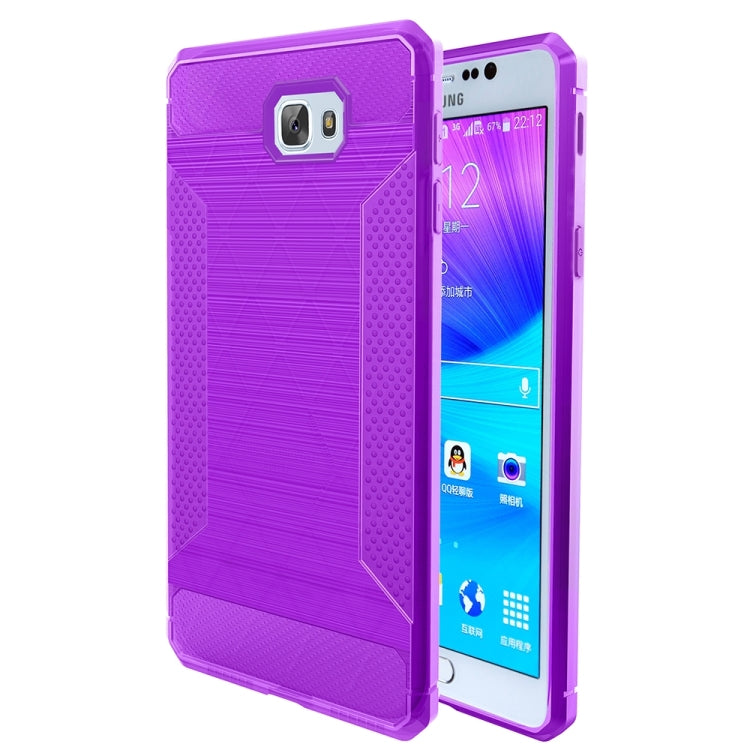 For Galaxy J5 Prime Brushed Texture Carbon Fiber Anti-slip TPU Protective Cover Case
