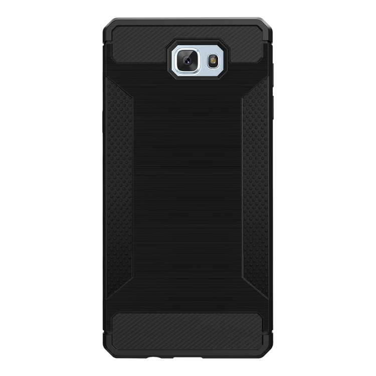 For Galaxy J7 Prime Brushed Texture Carbon Fiber Anti-slip TPU Protective Cover Case