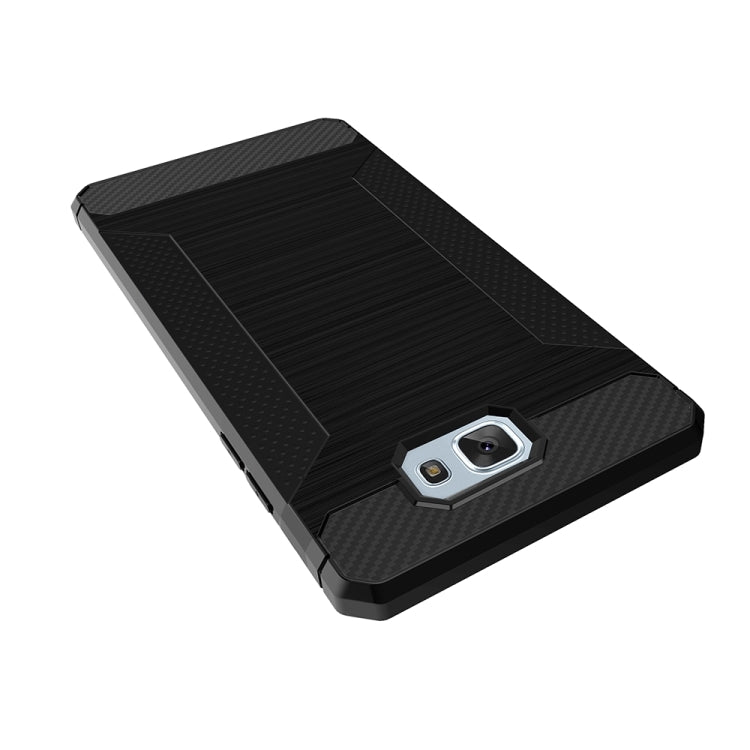 For Galaxy J7 Prime Brushed Texture Carbon Fiber Anti-slip TPU Protective Cover Case