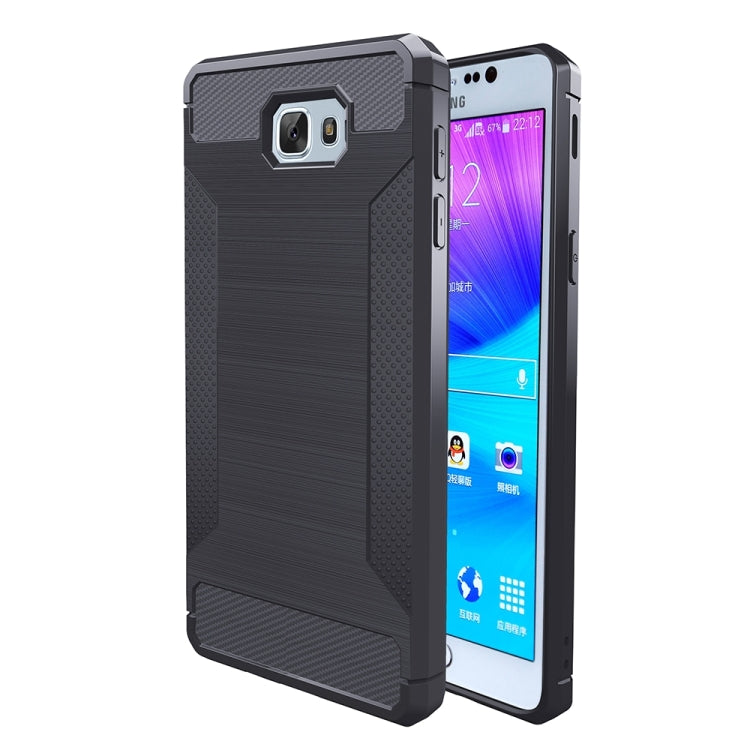For Galaxy J7 Prime Brushed Texture Carbon Fiber Anti-slip TPU Protective Cover Case