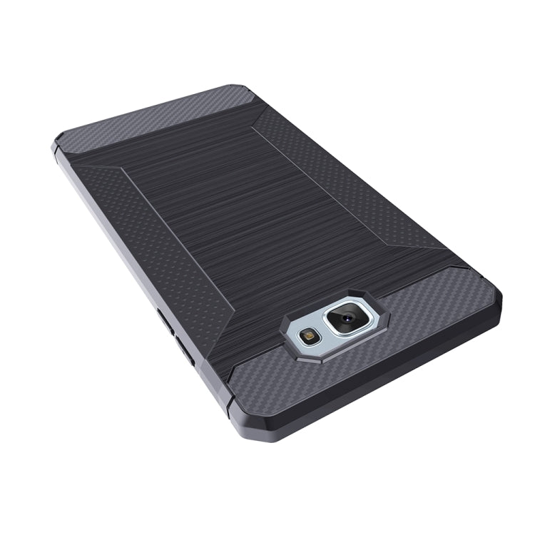 For Galaxy J7 Prime Brushed Texture Carbon Fiber Anti-slip TPU Protective Cover Case