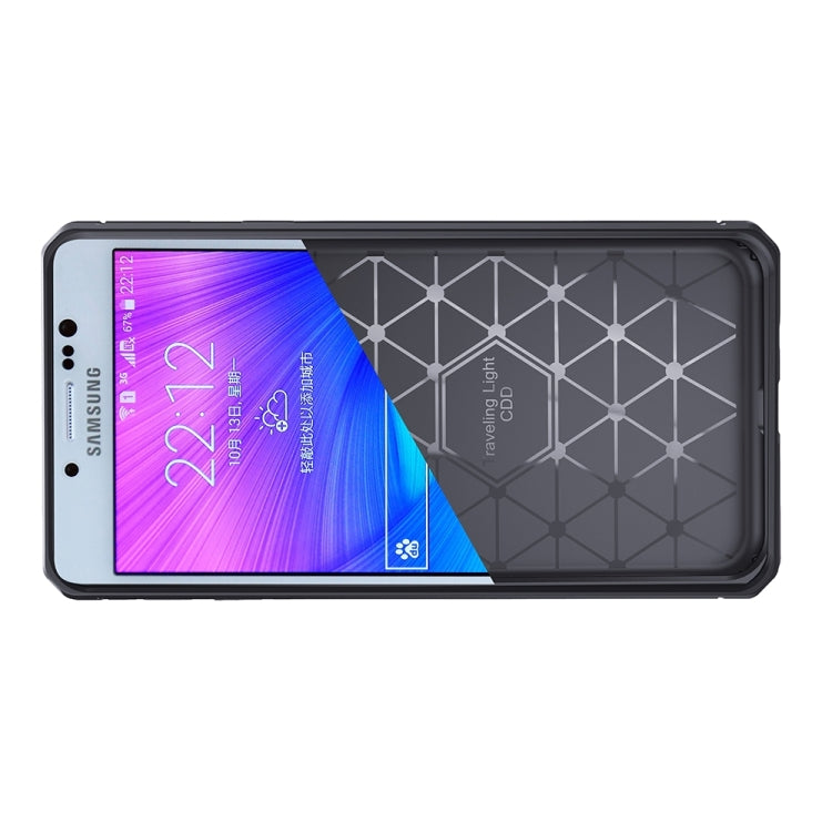 For Galaxy J7 Prime Brushed Texture Carbon Fiber Anti-slip TPU Protective Cover Case