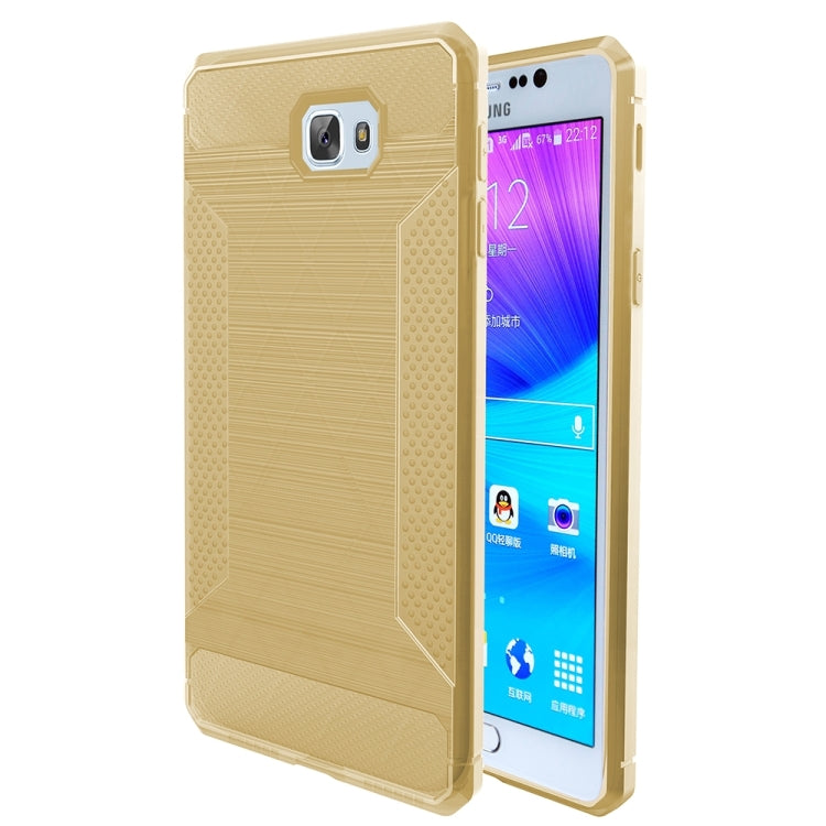 For Galaxy J7 Prime Brushed Texture Carbon Fiber Anti-slip TPU Protective Cover Case