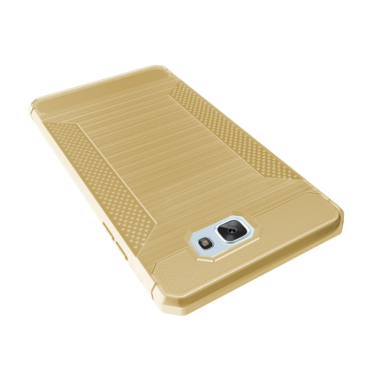 For Galaxy J7 Prime Brushed Texture Carbon Fiber Anti-slip TPU Protective Cover Case