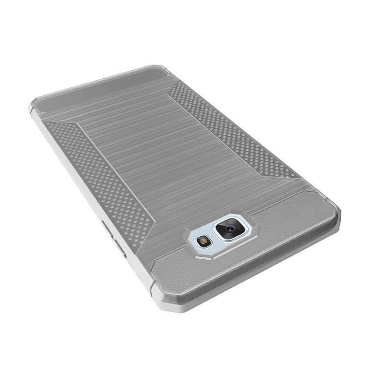 For Galaxy J7 Prime Brushed Texture Carbon Fiber Anti-slip TPU Protective Cover Case