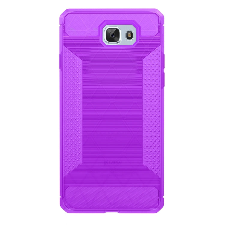 For Galaxy J7 Prime Brushed Texture Carbon Fiber Anti-slip TPU Protective Cover Case