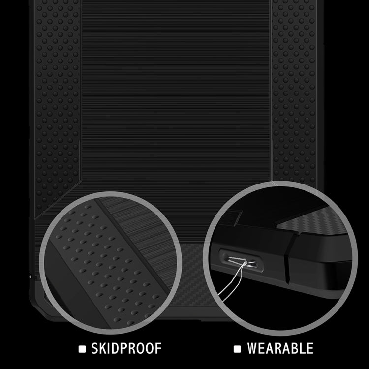 For Galaxy J7 Prime Brushed Texture Carbon Fiber Anti-slip TPU Protective Cover Case