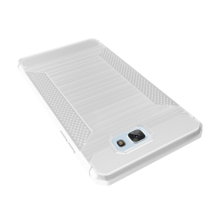 For Galaxy J7 Prime Brushed Texture Carbon Fiber Anti-slip TPU Protective Cover Case