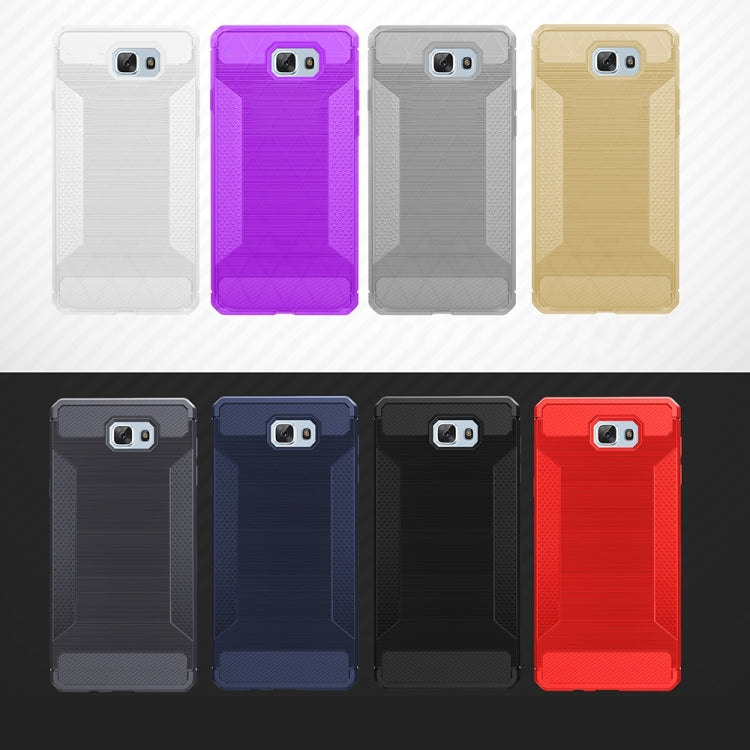 For Galaxy J7 Prime Brushed Texture Carbon Fiber Anti-slip TPU Protective Cover Case