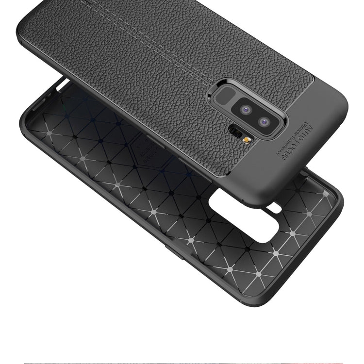 For Galaxy S9+ Litchi Texture Soft TPU Anti-skip Protective Cover Back Case