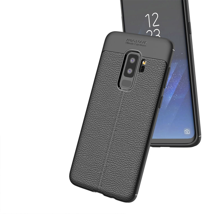 For Galaxy S9+ Litchi Texture Soft TPU Anti-skip Protective Cover Back Case