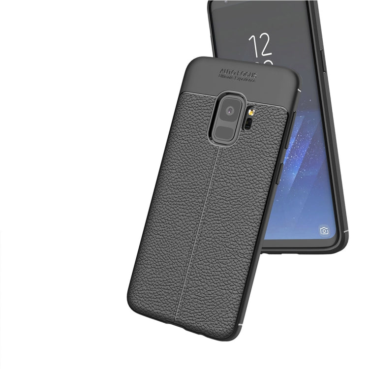 For Galaxy S9 Litchi Texture Soft TPU Anti-skip Protective Cover Back Case