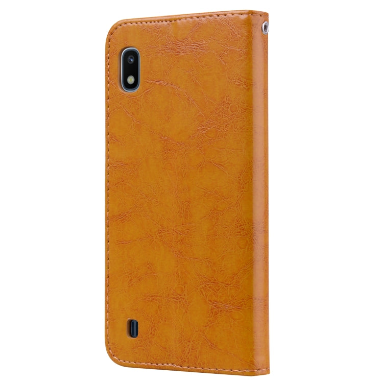 Business Style Oil Wax Texture Horizontal Flip Leather Case for Galaxy A10, with Holder & Card Slots & Wallet