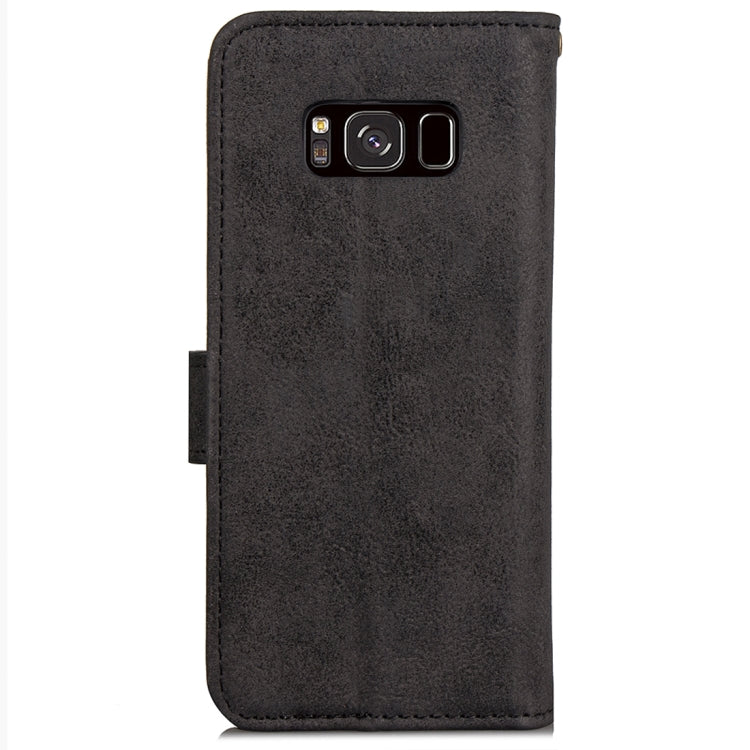 For Galaxy S8 Zipper Earphones Storage Magnetic Frosted Leather Case with Holder & Card Slots & Wallet