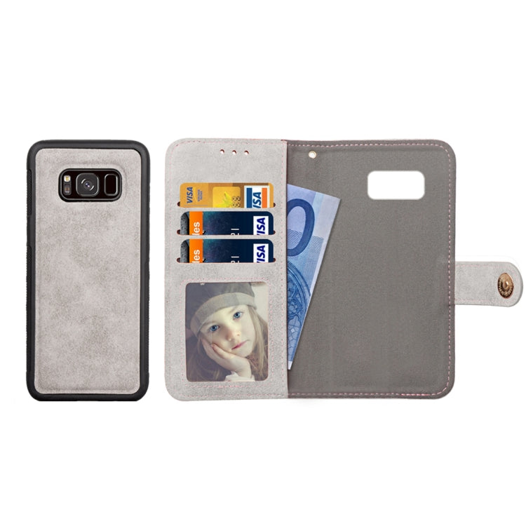 For Galaxy S8 Zipper Earphones Storage Magnetic Frosted Leather Case with Holder & Card Slots & Wallet