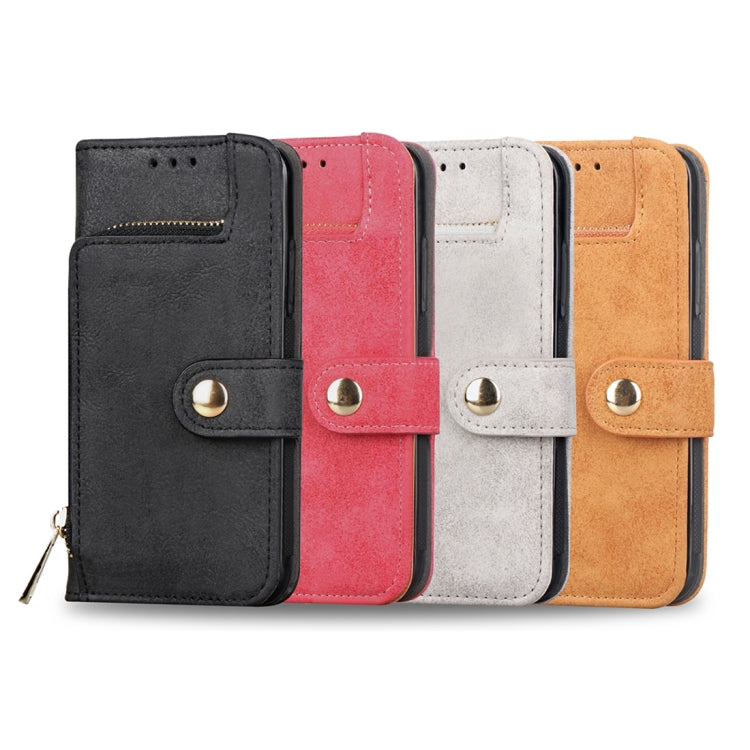 For Galaxy S8 Zipper Earphones Storage Magnetic Frosted Leather Case with Holder & Card Slots & Wallet