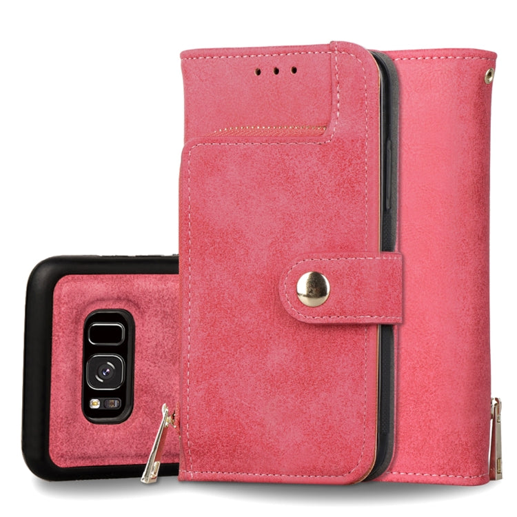 For Galaxy S8+ Zipper Earphones Storage Magnetic Frosted Leather Case with Holder & Card Slots & Wallet