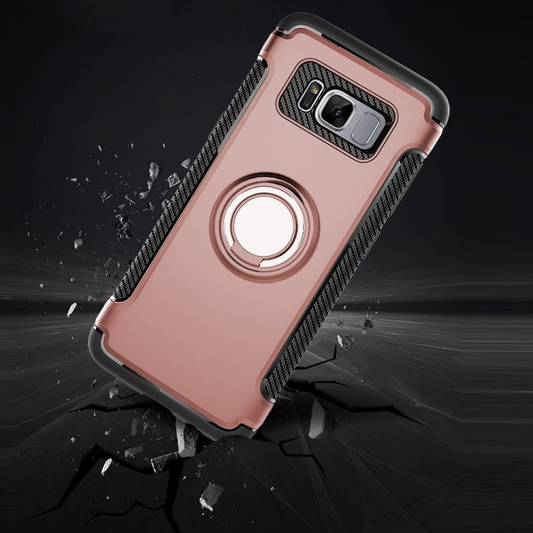 For Galaxy S8 + / G9550 Phone Ring Armor TPU + PC Magnetic suction 360 Degrees Rotation Magnetic Phone Ring Stent Combination Case