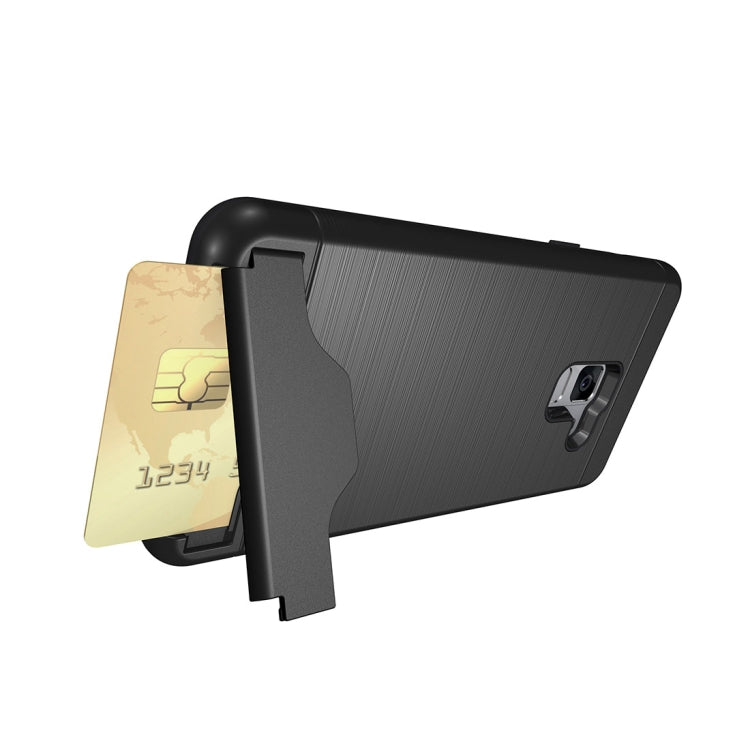 For Galaxy A8 (2018) Brushed Texture Separable PC + TPU Protective Combination Back Case with Holder & Card Slot