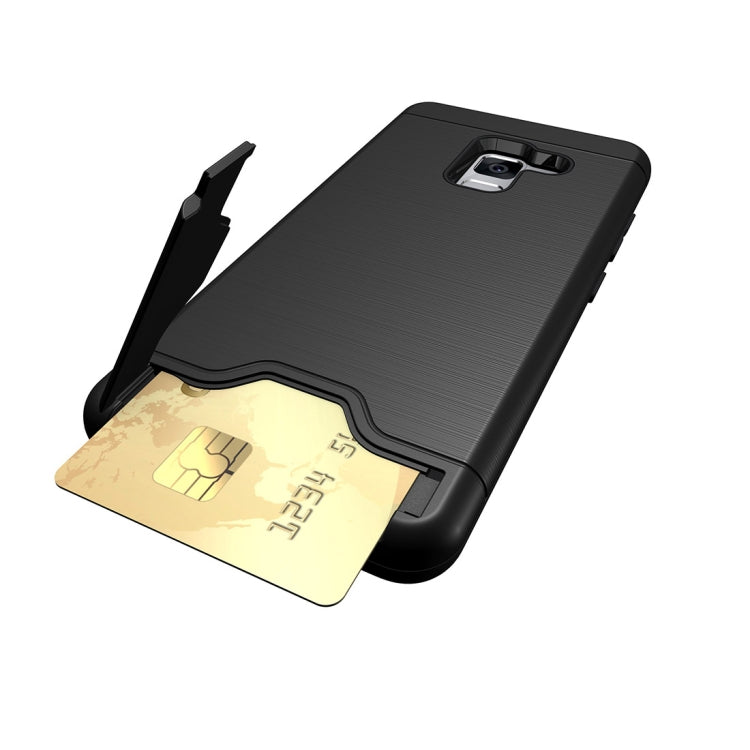 For Galaxy A8 (2018) Brushed Texture Separable PC + TPU Protective Combination Back Case with Holder & Card Slot
