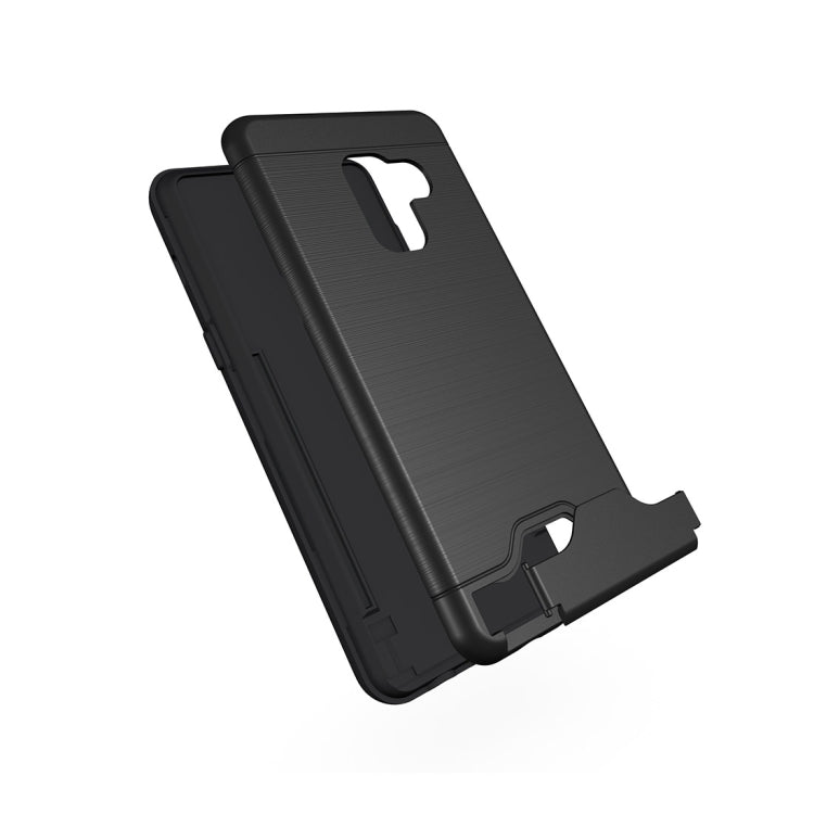 For Galaxy A8 (2018) Brushed Texture Separable PC + TPU Protective Combination Back Case with Holder & Card Slot