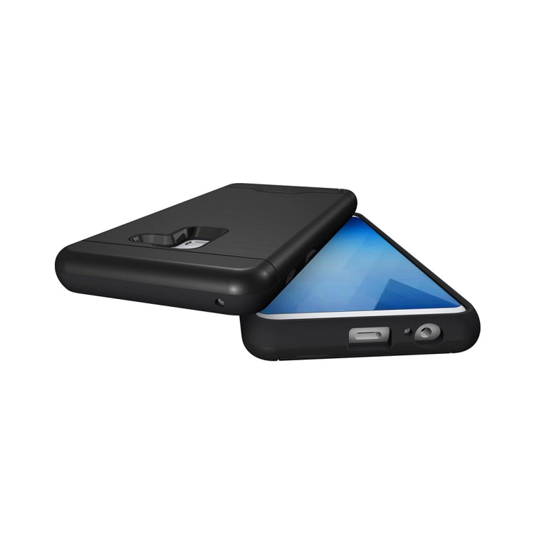 For Galaxy A8 (2018) Brushed Texture Separable PC + TPU Protective Combination Back Case with Holder & Card Slot