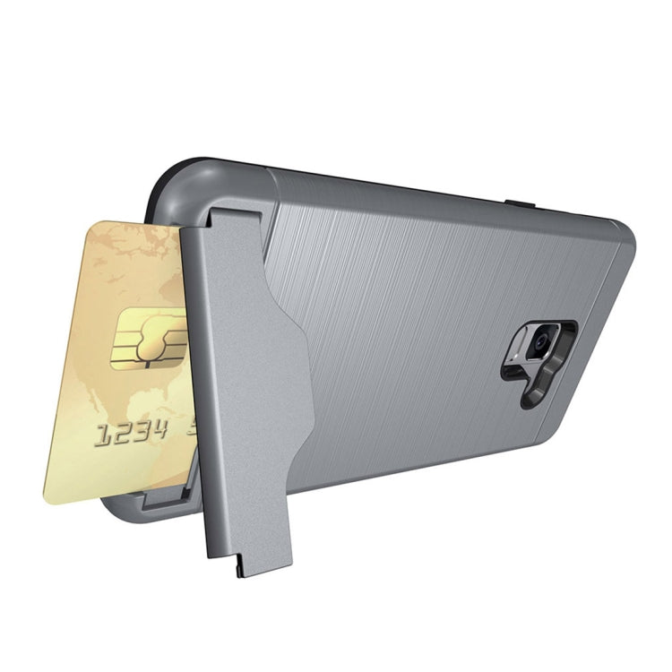 For Galaxy A8 (2018) Brushed Texture Separable PC + TPU Protective Combination Back Case with Holder & Card Slot