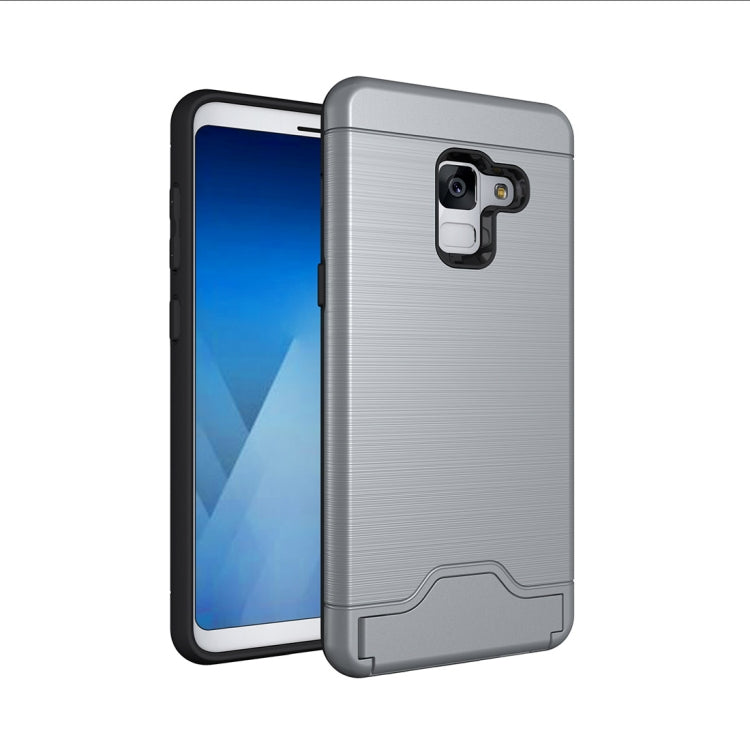 For Galaxy A8 (2018) Brushed Texture Separable PC + TPU Protective Combination Back Case with Holder & Card Slot