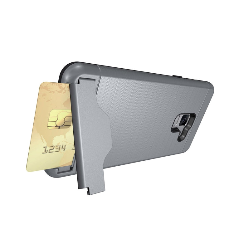 For Galaxy A8 (2018) Brushed Texture Separable PC + TPU Protective Combination Back Case with Holder & Card Slot