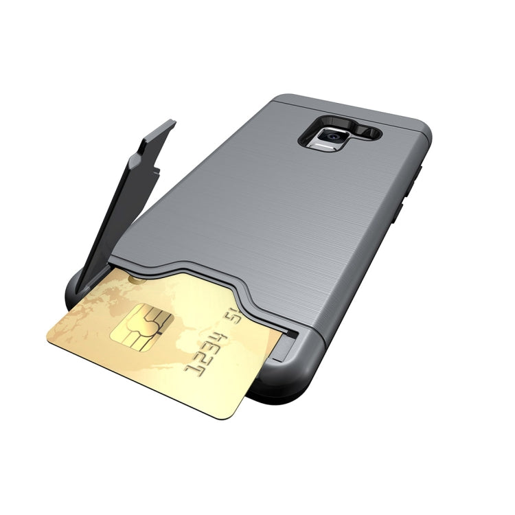 For Galaxy A8 (2018) Brushed Texture Separable PC + TPU Protective Combination Back Case with Holder & Card Slot