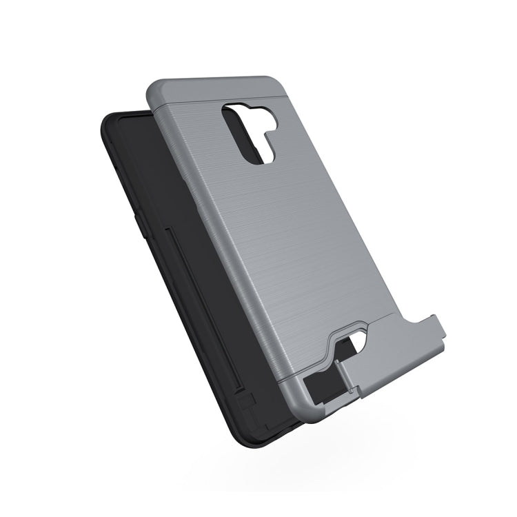 For Galaxy A8 (2018) Brushed Texture Separable PC + TPU Protective Combination Back Case with Holder & Card Slot