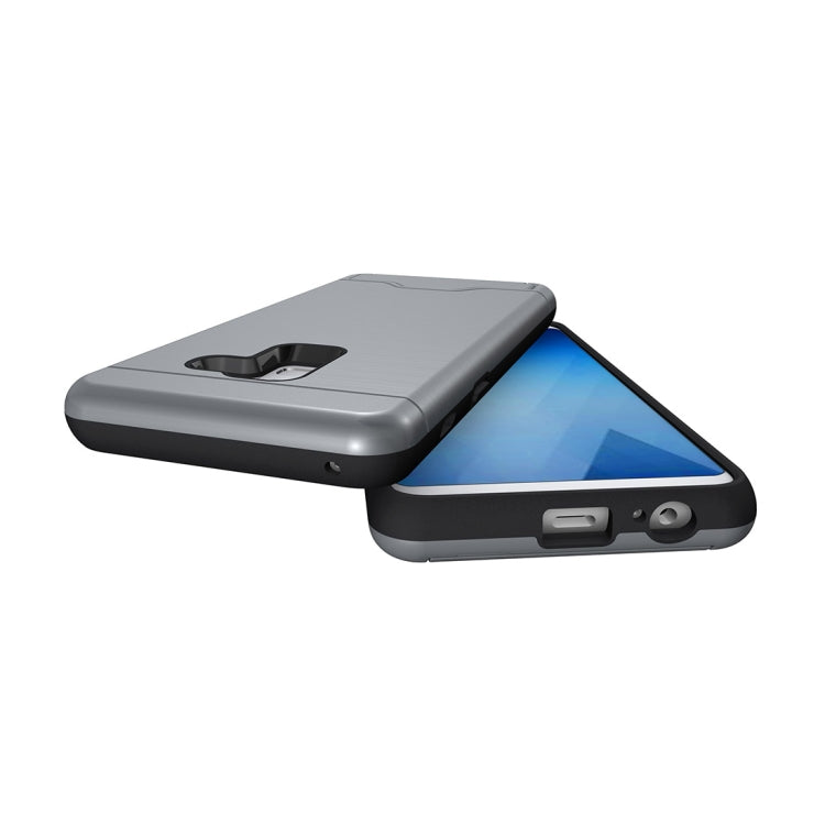 For Galaxy A8 (2018) Brushed Texture Separable PC + TPU Protective Combination Back Case with Holder & Card Slot