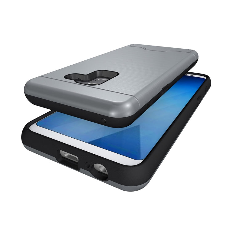 For Galaxy A8 (2018) Brushed Texture Separable PC + TPU Protective Combination Back Case with Holder & Card Slot
