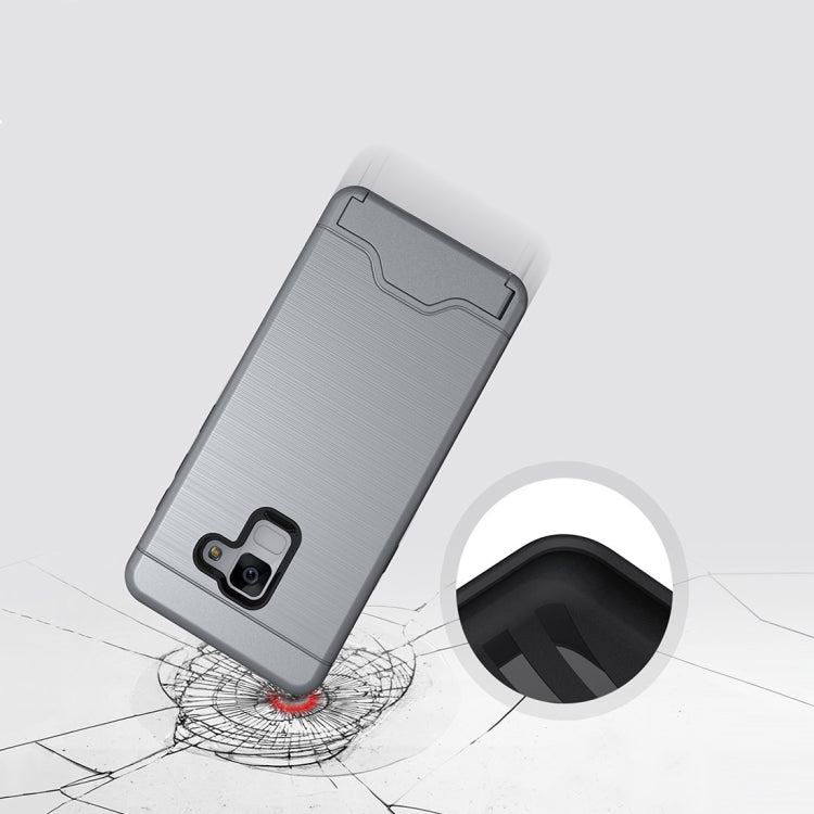 For Galaxy A8 (2018) Brushed Texture Separable PC + TPU Protective Combination Back Case with Holder & Card Slot